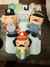Fringe 3 Pack Mini Dog Toy Set Christmas Holiday Nutcracker Crinkle