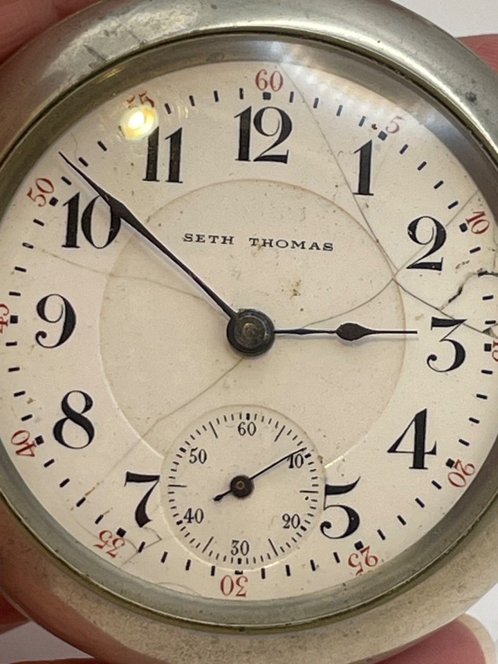 Seth Thomas pocket watch. Silveroid Large 56mm Screw back. 1906
