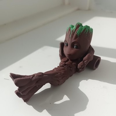 Baby Groot Figur: Rosewood PLA 3D Printed Guardians Sammlerstück