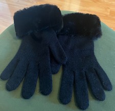 Warm Knit Gloves with Faux Fur Cuffs   Made in France