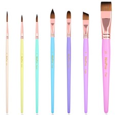 Nicpro 7pcs Face Paint Brush Varies  00, 2, 4, 6, 8, 20 , Pastel