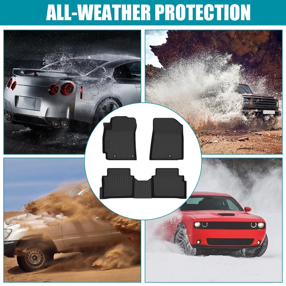 All Weather Floor Mats for 2019-2024 Kia Forte 1st & 2nd Rows Liner TPE Rubber - Image 2 of 4