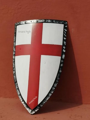 Medieval Knight Templar Shield Red Cross Shield Style Red Cross Decor