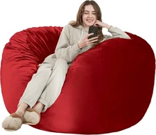 HABUTWAY Bean Bag Chair: Giant 4' Memory Foam Furniture 4 Foot, Red 