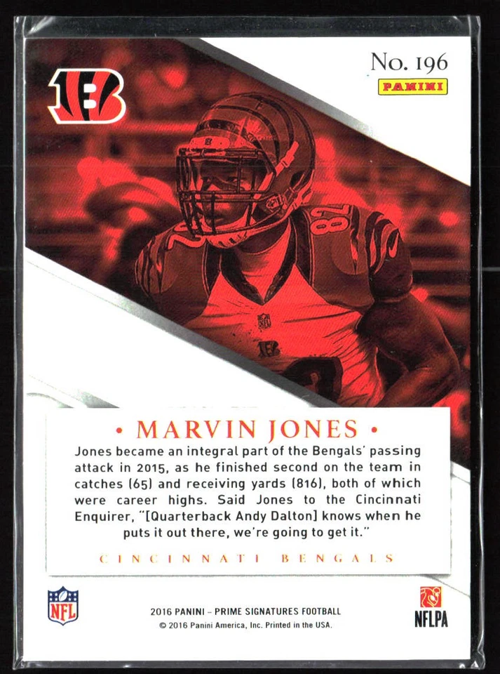 2016 Panini Prime Signatures #196 Marvin Jones - Image 2 of 2