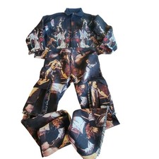 NWT Rebel Vengeance Tapestry Set Renaissance Art Jacket Cargo Pants XL/28 Black