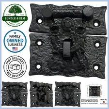 Cast Iron Hasp Staple Lock 3 Inch Antique Hardware for Trunks Jewelry Boxes