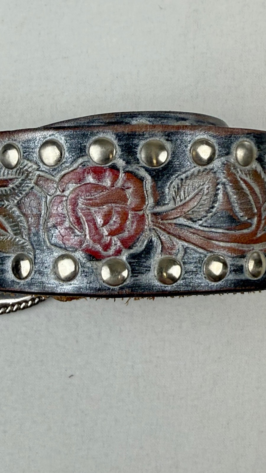 STREETS AHEAD WOMEN'S TOOLED RED ROSES STUDDED LEATHER BELT - 63052 - 44 inch