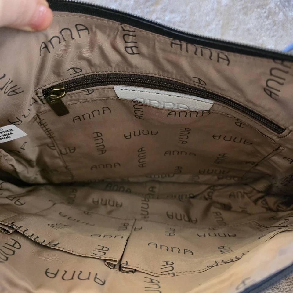 Anuschka Medium Hand Painted Leather Hobo Bag Patchwork Pewter Black Floral NWT - Image 4 of 4