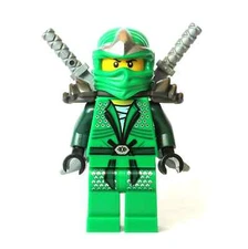  LEGO green ninja Ninjago Lloyd ZX Minifigure with 2 swords new 