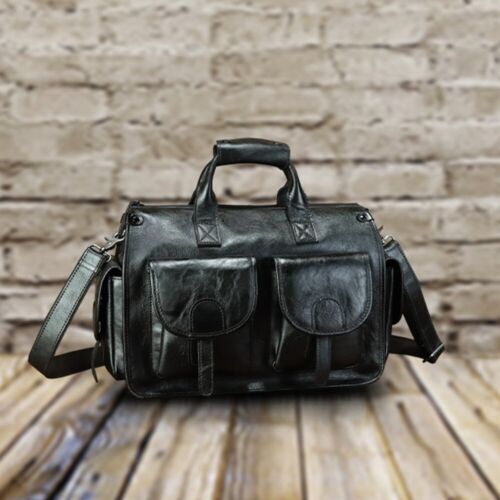 Genuine Leather Messenger Bag and Briefcase Purse for Men Real Leather Shoulder - Picture 3 of 15