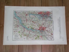 1930 ORIGINAL VINTAGE MAP OF HAMBURG AND VICINITY / GERMANY