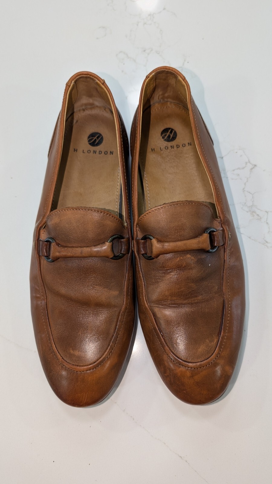 SAOLA Mocassini uomo H London in pelle marrone chiaro con fibbia suola in pelle taglia 43