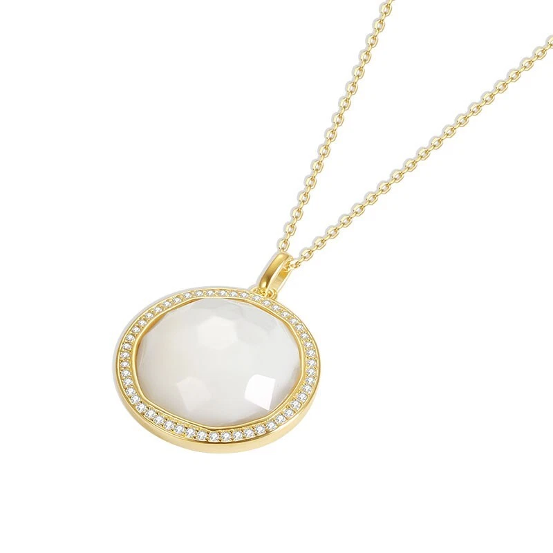 Colar pingente de madrepérola ouro amarelo 14k moissanita 0,25 ct 18" novo presente - Imagem 4 de 4