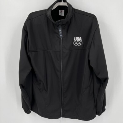 US Olympic Committee Track Jacket USOC Mens XL Black Full Zip