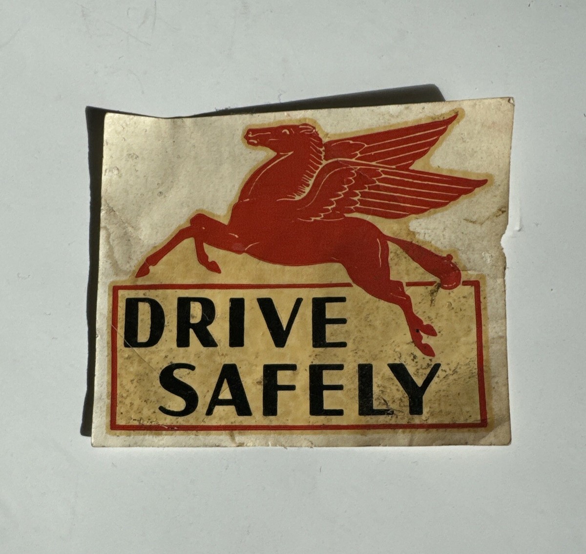 Mobil Vacuum Drive Safely Vintage Water-Slide Transfer Decal 