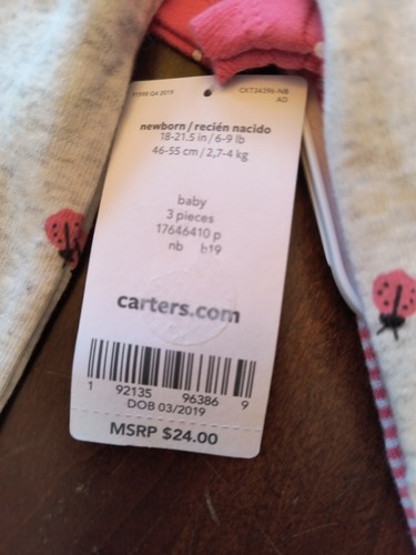 Carter's Girls Ladybug 🐞Bodysuit Set with Pants - Long & Short Sleeve - Newborn - Picture 5 of 10