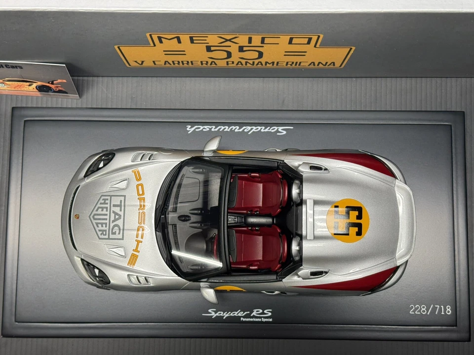 Porsche 718 Spyder RS Panamericana 1/18 Spark Dealer Ed. w/ Display Case - Image 4 of 4