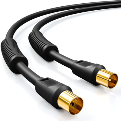 1m TV Antennenkabel 4K HDTV Koaxial Kabel Ferritkern DVB-T DVB-T2 TV DAB Radio