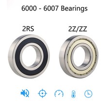 6000-6007 Ball Bearing Rubber or Metal Seals 2RS  2ZZ Select Your Size