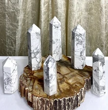 Wholesale Lot 1 Lb Natural Howlite Obelisk Tower Point Crystal Healing Energy