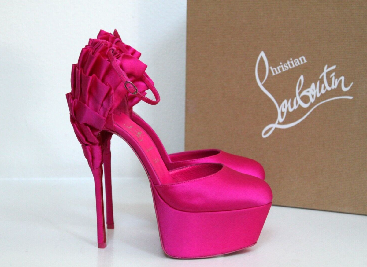 New sz 8 / 38.5 Christian Louboutin Maria Frou Pink Satin Platform