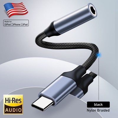 USB-C Type C Adapter Port to 3.5MM Aux Audio Jack Earphone Headphone Cable USB