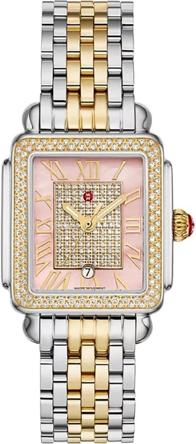 Michele Deco Madison Mid Pink MOP Dial Pave Luxury Womens Watch MWW06G000047