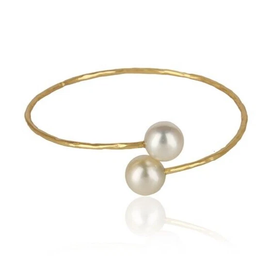 VALENTINO Bracciali Gioielli Perle Naturali Eleganti Placcati Oro Design Regolabile Gemma