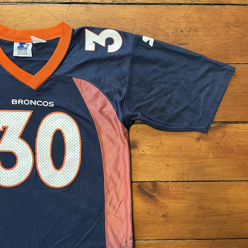 Camiseta deportiva vintage Starter Terrell Davis #30 Denver Broncos juvenil mediana azul naranja Foto 4 de 4