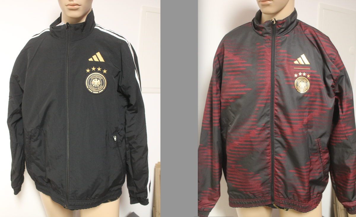 Adidas Deutschland DFB Hymnen Jacke Wendejacke Schwarz Weiß Rot