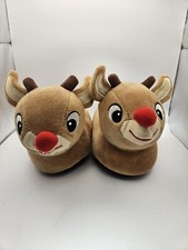 Rudolph the Red Nosed Reindeer PLUSH CHRISTMAS SLIPPERS Toddler Baby Kids Sz 5/6