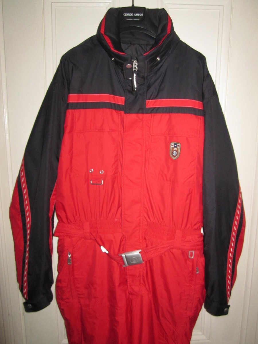Vtg Bogner Goan Thylmann red & black one piece ski racing