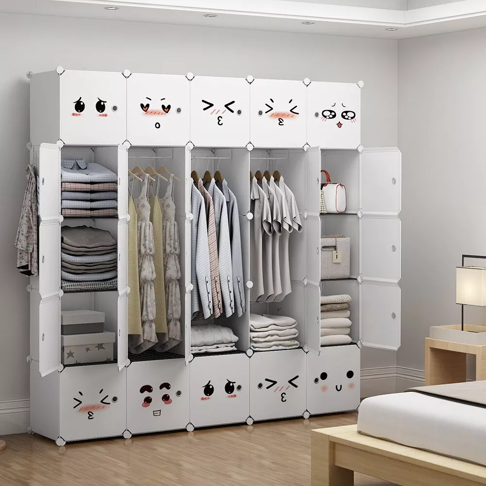 Portable Wardrobe Closet Cube Storage Armoire Plastic Dresser