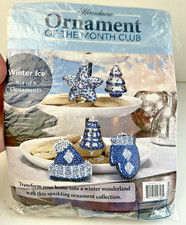 Herrschners Ornament of the Month Kit Winter Ice Makes 5 Ornaments Tree Bell -mm