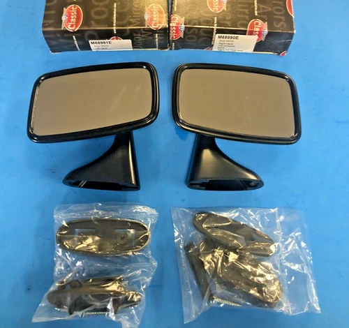 New Pair of Side Mirrors Reproduction of Original Mirror for MGB Black Made UK