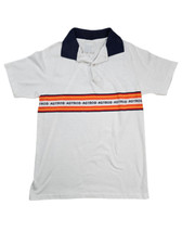 Vintage MLB Houston Astros Polo Shirt Youth Size Medium White Striped Logo Retro