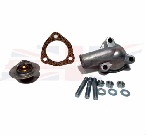 New 180 Degree Thermostat Housing Kit Outlet Hardware Gasket MGA & MGB 1955-1967 - Picture 1 of 1