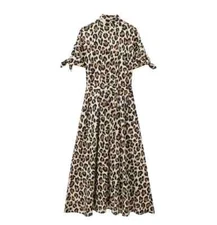LEOPARD SNAKE DRESS SHIRT SHORT SLEEVE DRESS CHEMISIER ANIMALIER