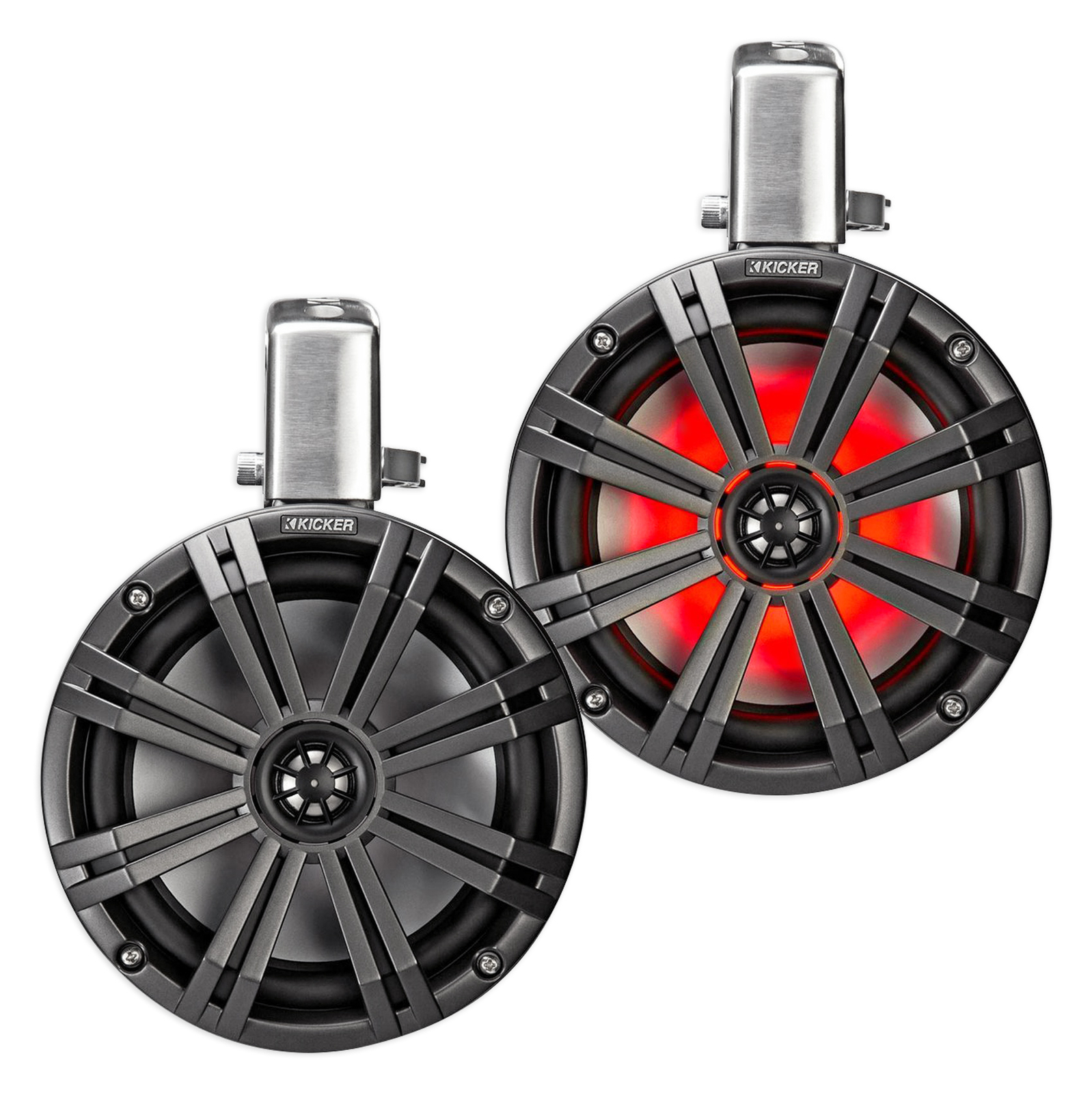 2 KICKER 45KMTC8 8 башенных динамиков для морского вейкборда мощностью 600 Вт со светодиодами чехлы KMTC8
