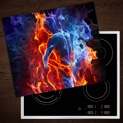 Tulup Herdabdeckplatten aus Glas Spritzschutz Feuerpaar - 60x52 cm
