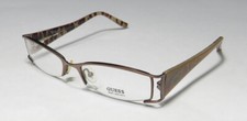 GUESS 1519 BRN HALF RIM LOGO SHINY ARM UNIQUE DESIGN STYLE BRAND NAME EYEGLASSES
