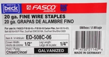 WIRE STAPLES 1/2" CROWN - 1/4" LEG 20 GAUGE ---- 1 TO 8 BOXES 5,000 STAPLES EACH