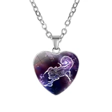 Women'S Zodiac Heart Pendant Necklace