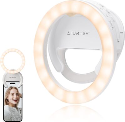 Aro de Luz LED para Móvil Anillo de Luz Selfie Recargable Clip-on