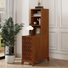 End Table with Drawers, Corner Table, Tall Table for Bedroom and Corner, Walnut