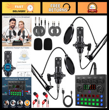 Podcast Equipment Bundle for 2 - Audio Interface, Cardioid BM800 Mic, DJ Mixer f