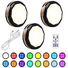 Puck Lights with Remote16 Colors Rechargeable Under Cabinet Lights. Closet Light
