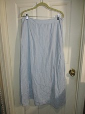 Talbots Linen Maxi Skirt A line Metallic Stripe Light Blue Lined Zip Boho- 12