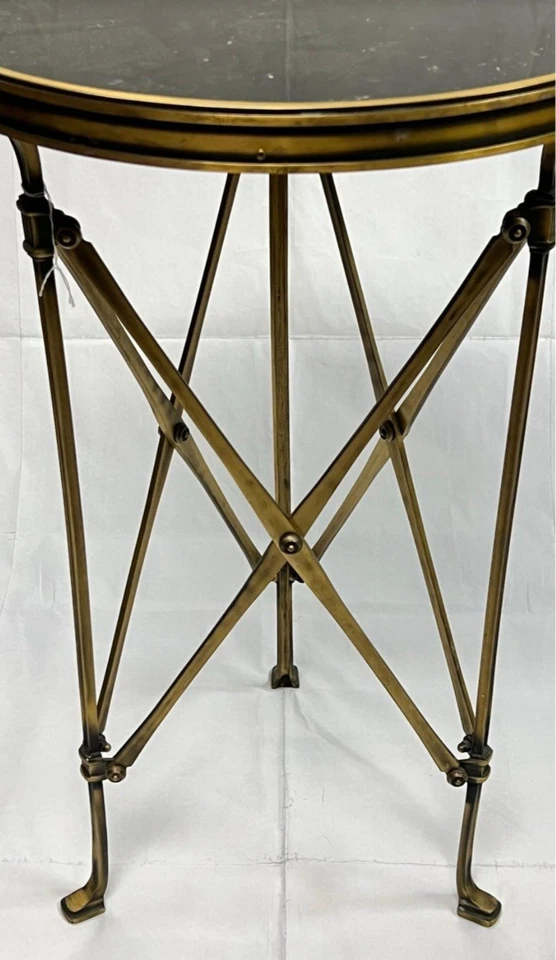 FRENCH DIRECTOIRE STYLE BLACK MARBLE & BRASS GUERIDON SIDE TABLE GREAT CONDITION - Image 3 of 4